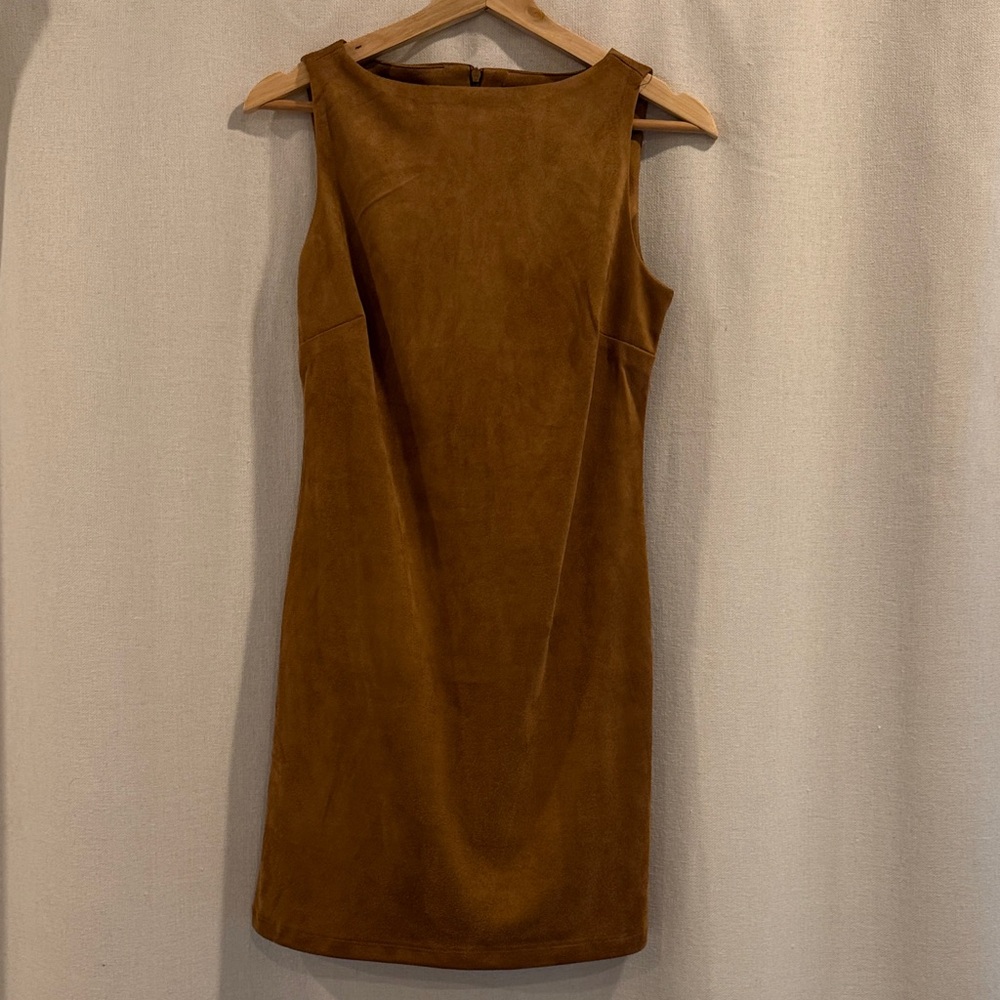 Sincerely Jules Brown Suede Sleeveless Dress